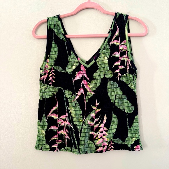 Kaya’iana Tops - Vintage Kaya’iana Hawaii Tropical Palm Floral Sleeveless Tank Top Vacation Beach